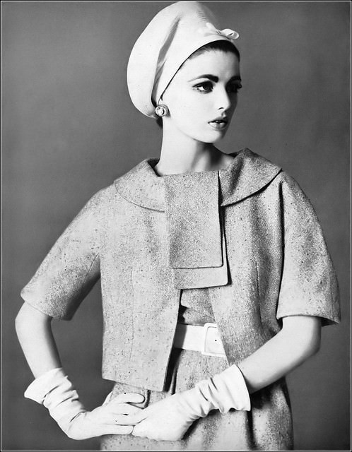Dorothea Mcgowan In Blue And White Silk Tweed Jacket Over A Matching Dress By Jo Copeland-Pattulo, Harper'S Bazaar, 1961