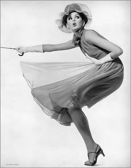 Dorothea Mcgowan In Swiss Dotted Voile Dress By Teal Traina, Ruffled Hat By Adolfo, Harper'S Bazaar, 1963