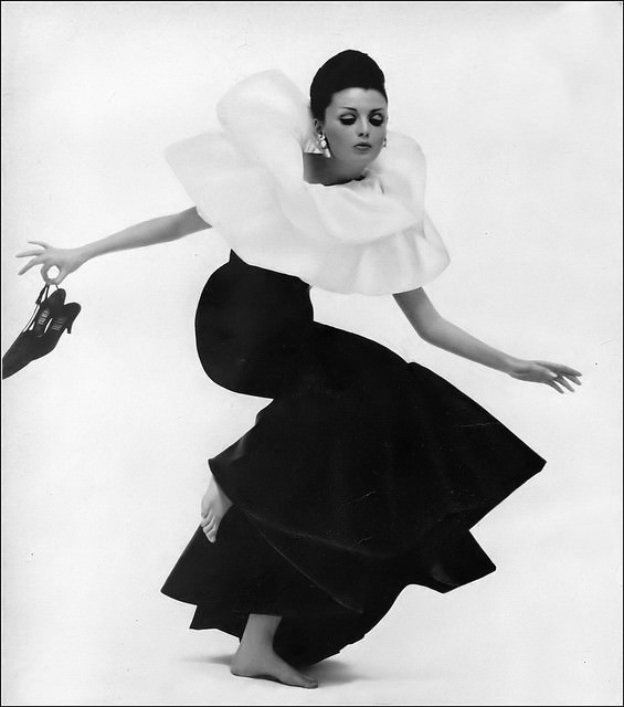 Dorothea Mcgowan In Black Silk Zibeline Dress By Scaasi, Shoes By David Evins, Harper'S Bazaar, 1963