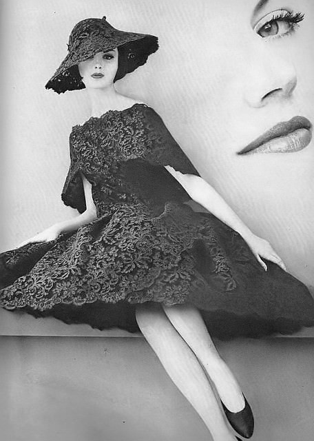 Dorothea Mcgowan In Lace Dress And Hat By Balenciaga, 1960