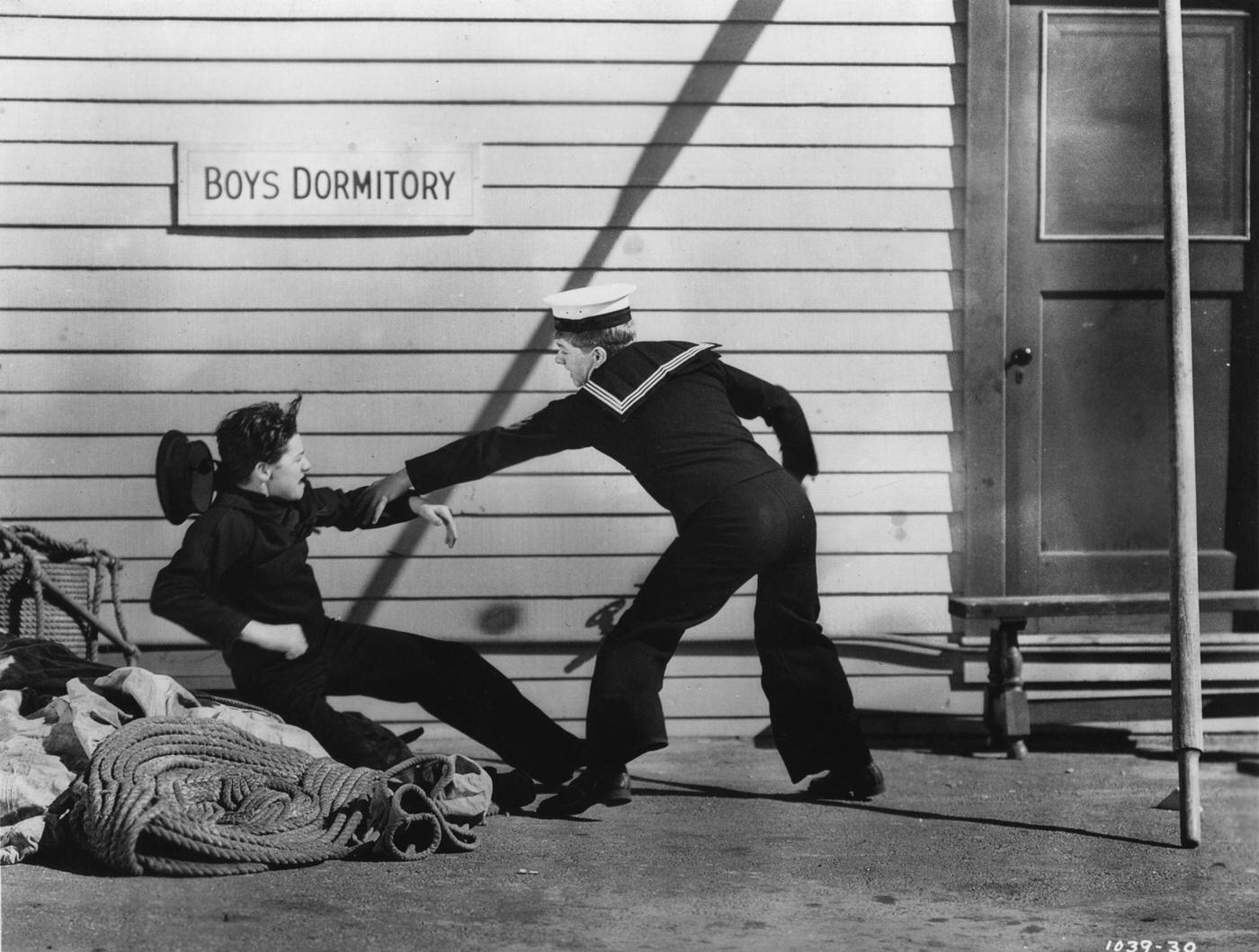 Freddie Bartholomew In A Fight With Mickey Rooney In &Amp;Quot;Lord Jeff&Amp;Quot; (Uk Title: &Amp;Quot;The Boy From Barnardo'S&Amp;Quot;), 1938.