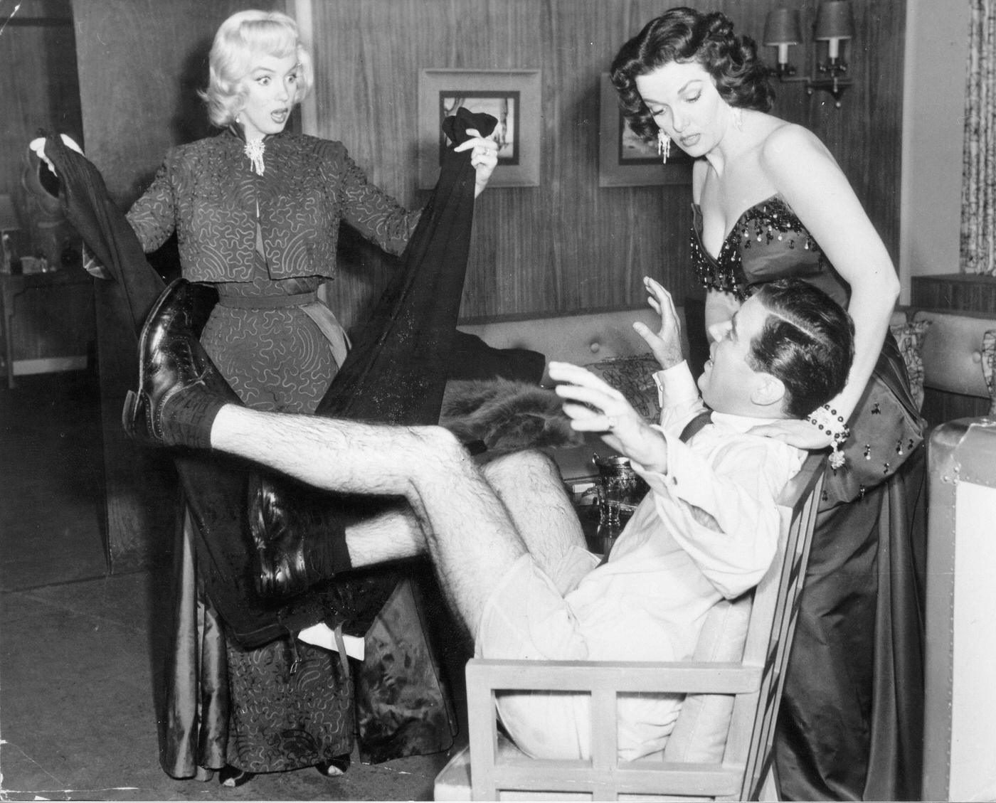 Marilyn Monroe, Elliott Reid, And Jane Russell In &Amp;Quot;Gentlemen Prefer Blondes,&Amp;Quot; 1953.