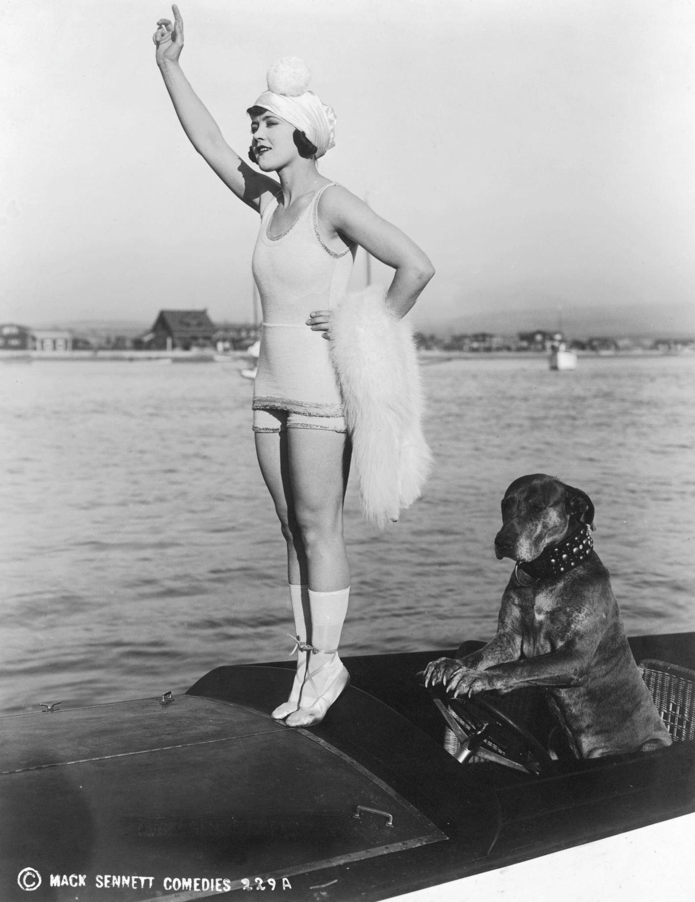 Gloria Swanson And Canine Actor Teddy The Dog In &Amp;Quot;Teddy At The Throttle,&Amp;Quot; 1917.