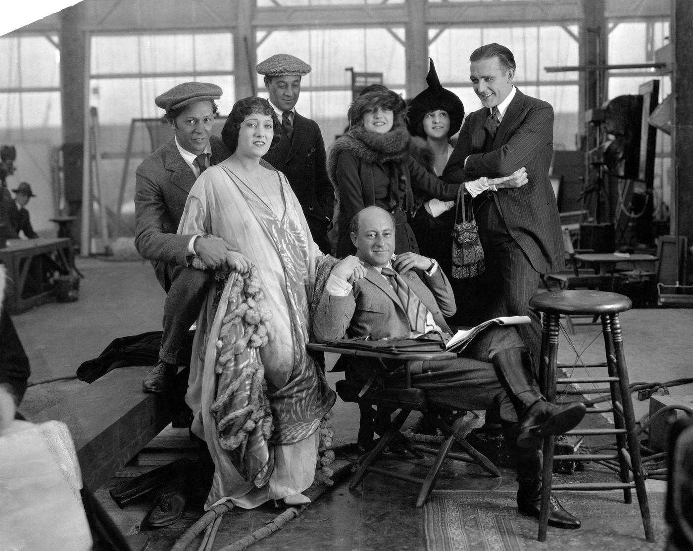 Director Cecil B. Demille With Gloria Swanson And Other Cast Members.
