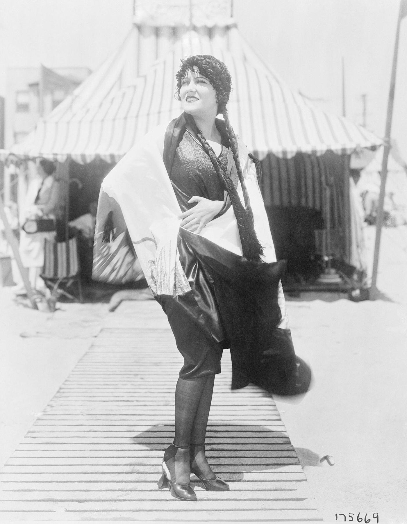 Gloria Swanson In Beach Attire, 1922.