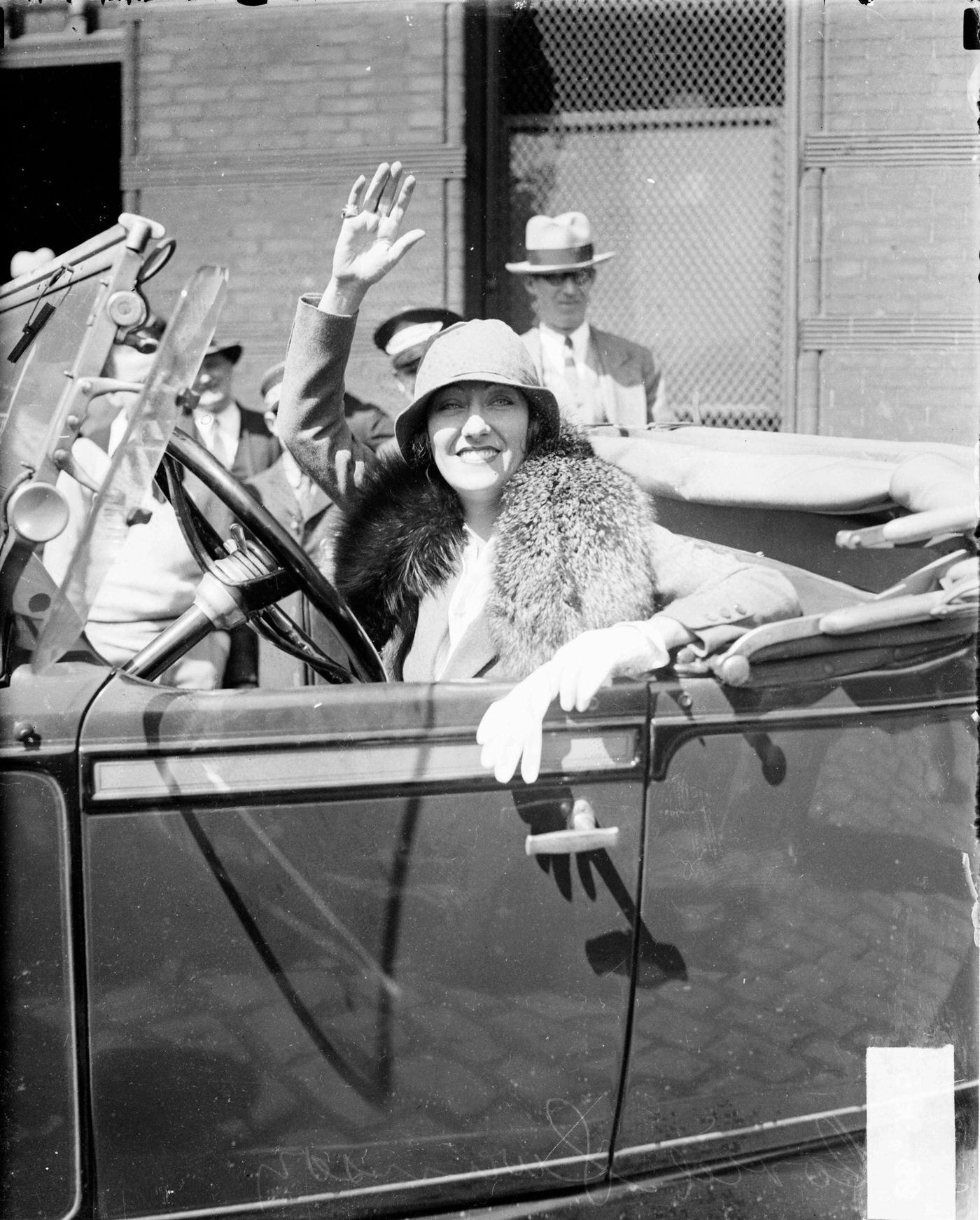 Portrait Of Actress Gloria Swanson In An Automobile, Chicago, 1928.