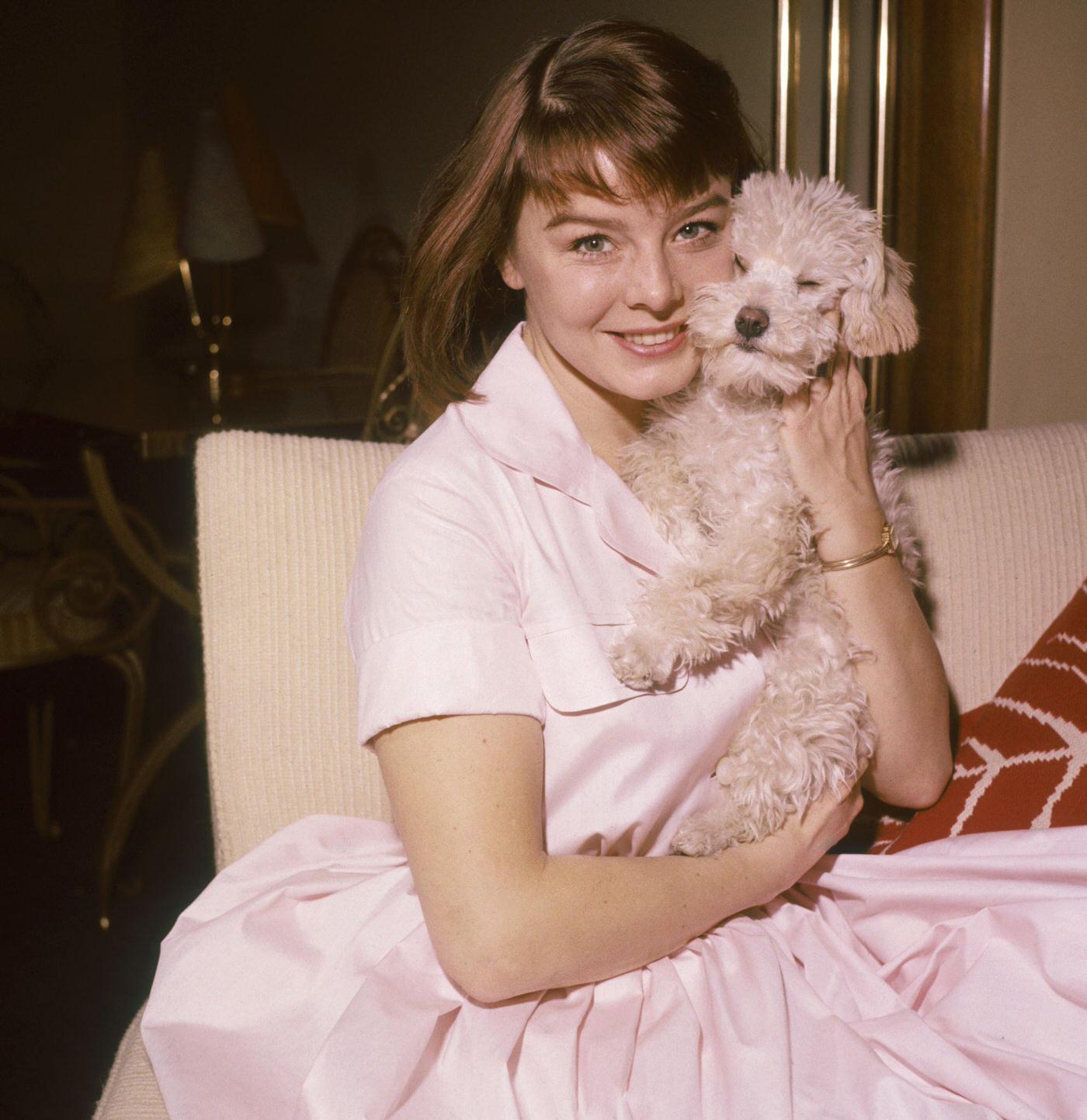 Janet Munro With A Pet Dog, Circa 1960.
