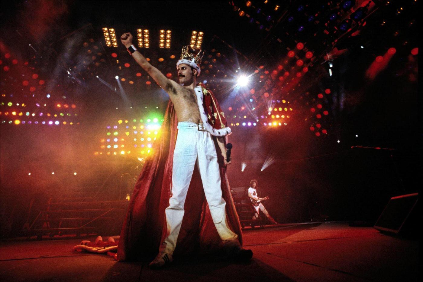 Freddie Mercury Performing With Queen At Wembley Stadium, 1986.