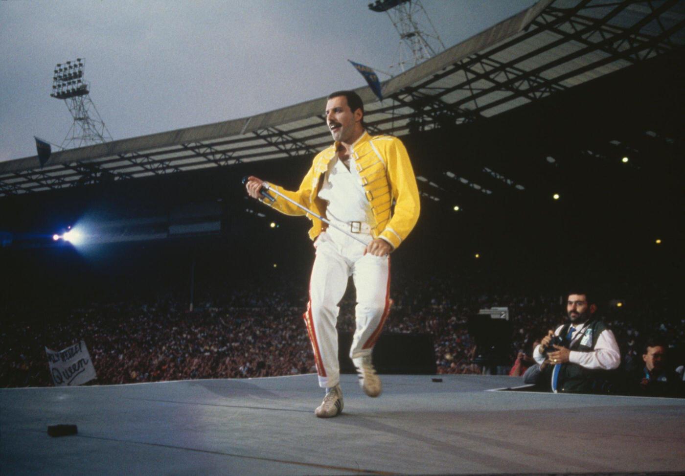 Freddie Mercury Performing With Queen At Wembley Stadium, 1986.