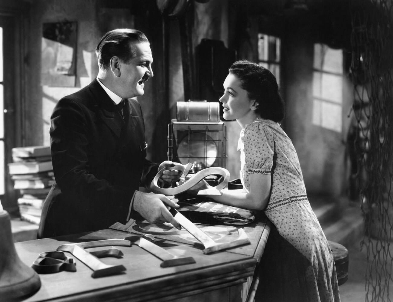 Frank Morgan And Maureen O'Sullivan On The Set Of &Amp;Quot;Port Of Seven Seas,&Amp;Quot; Mgm, 1938.