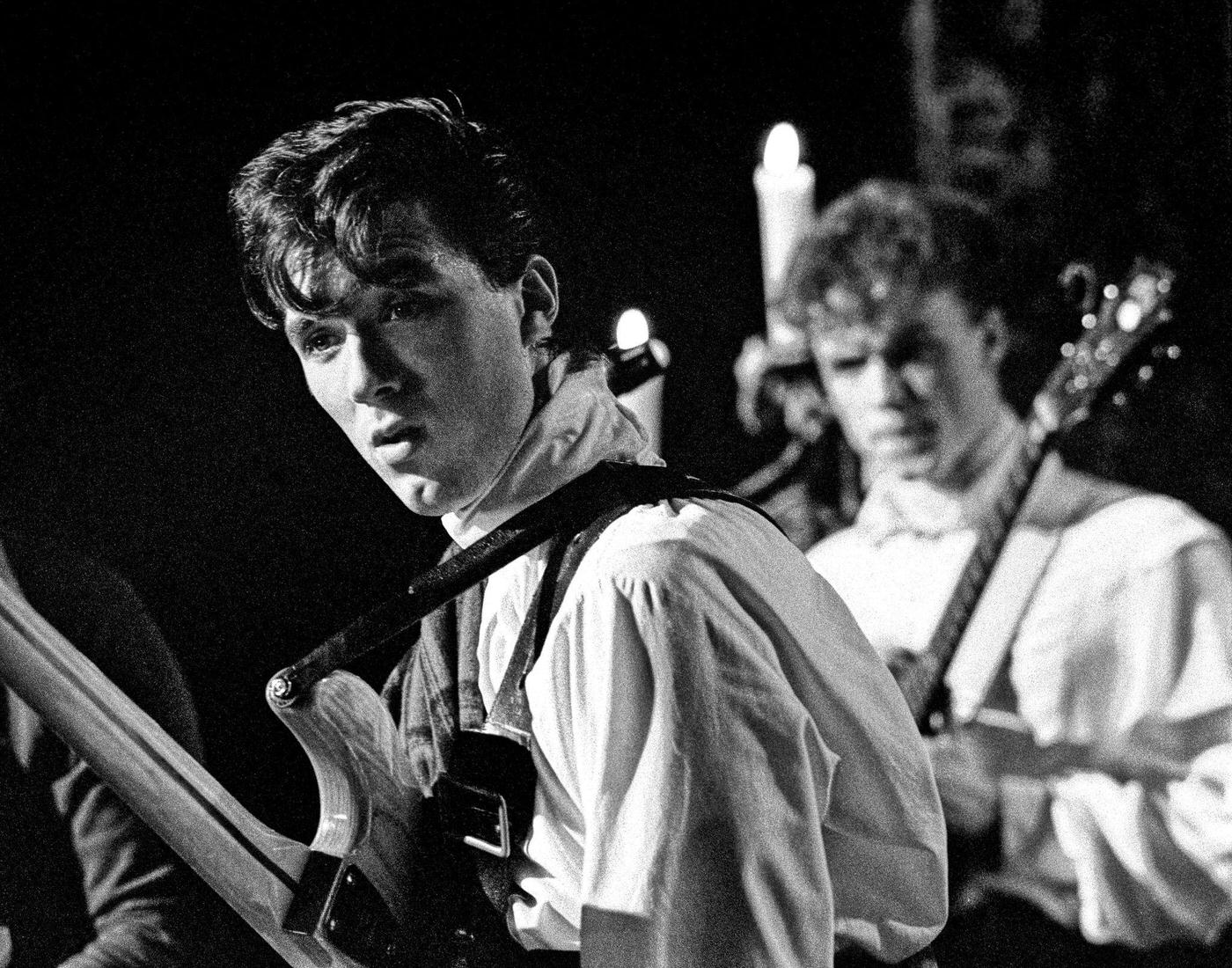 Martin Kemp And Gary Kemp Of Spandau Ballet Performing At The London Dungeon For Their First Single &Amp;Quot;To Cut A Long Story Short&Amp;Quot;, 1980.