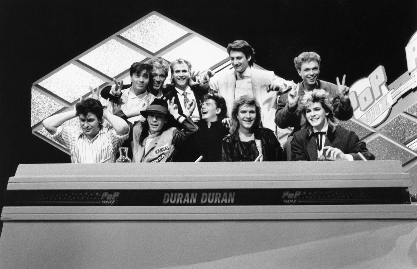 Spandau Ballet And Duran Duran Recording Christmas Special Of Bbc 'Pop Quiz' Tv Show, 1984.