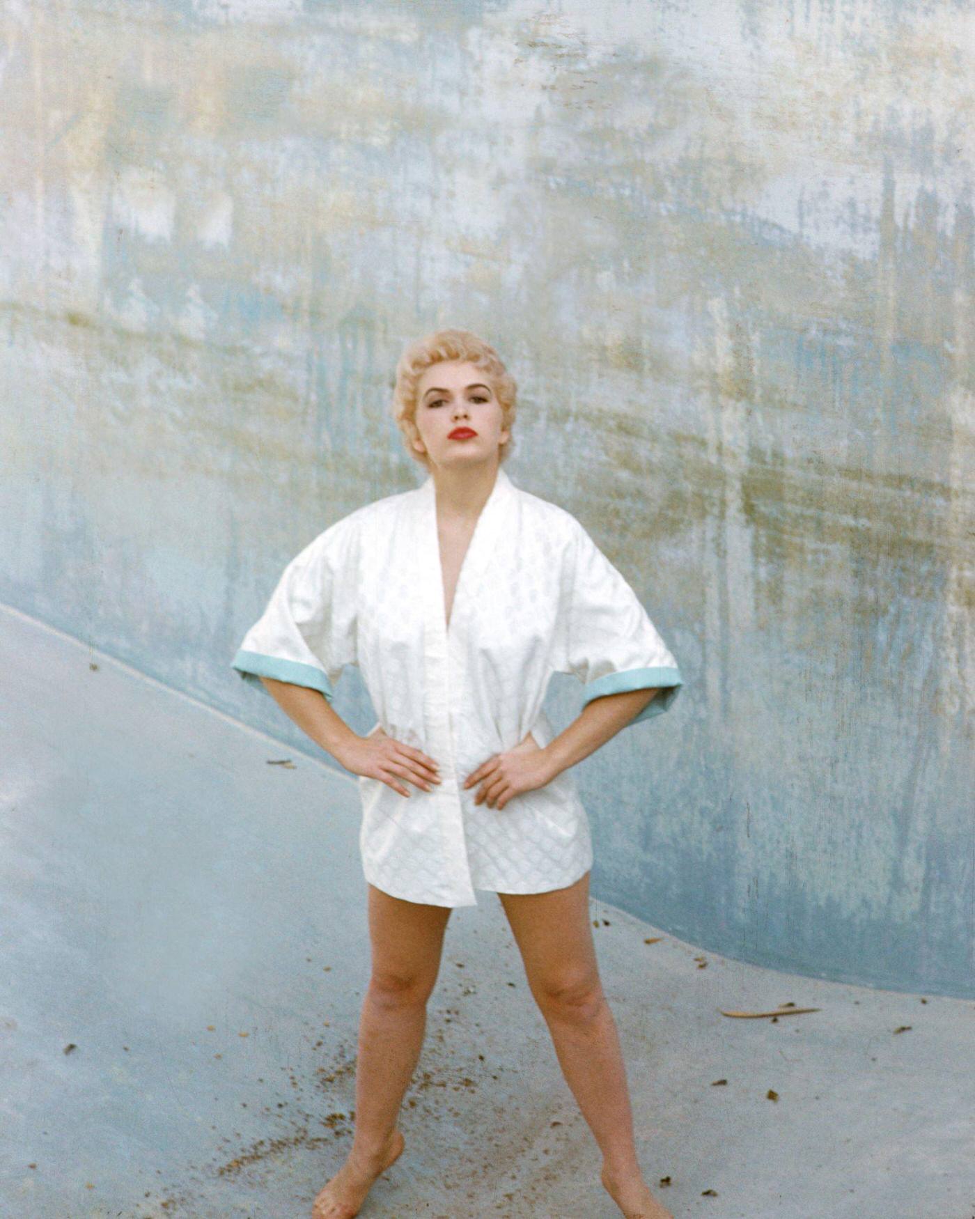 Stella Stevens, Poses Defiantly At The Bottom Of An Empty Swimming Pool, 1960.