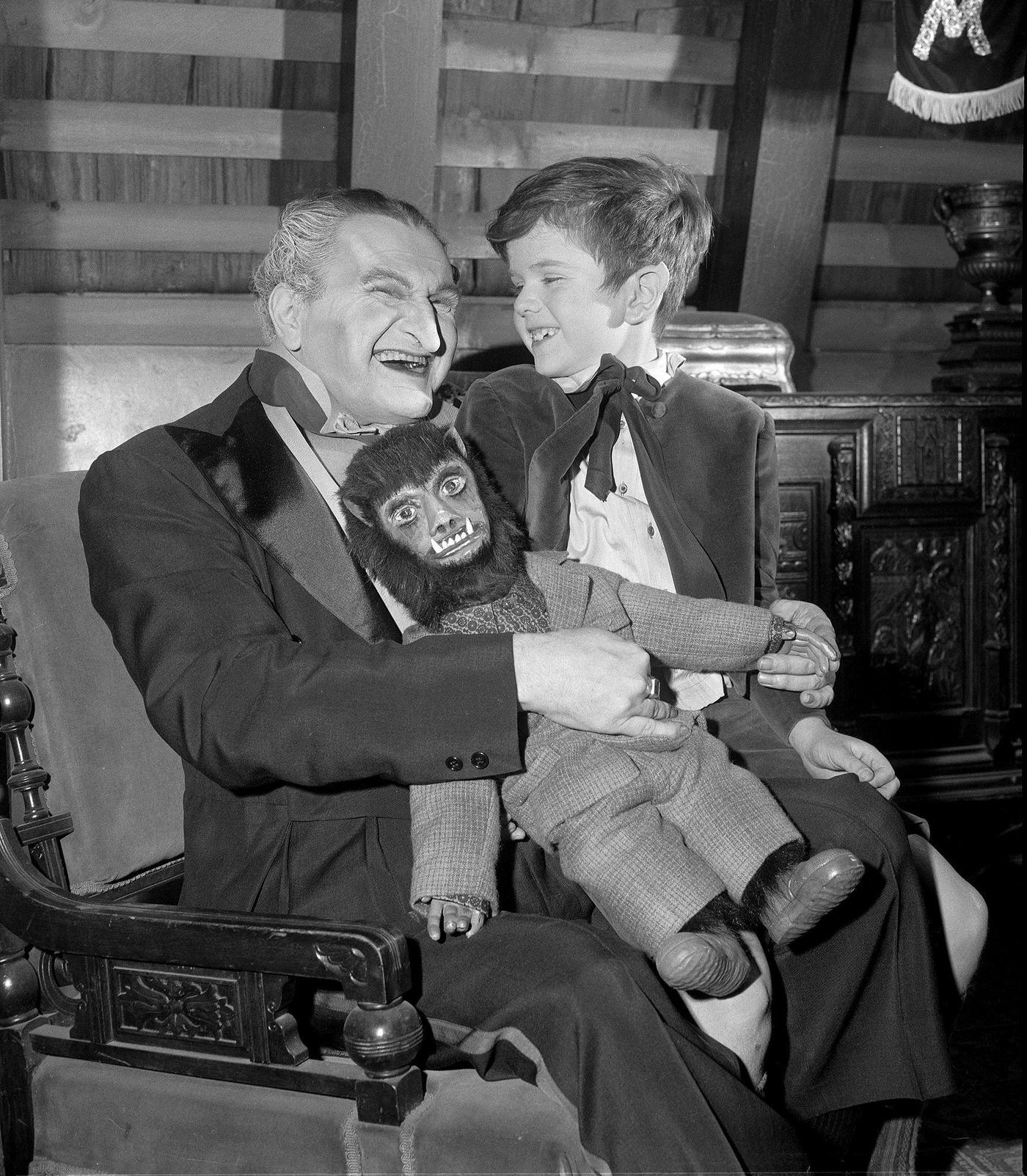 Al Lewis (Grandpa) Holds Butch Patrick (Eddie) In 'The Munsters,' 1964.