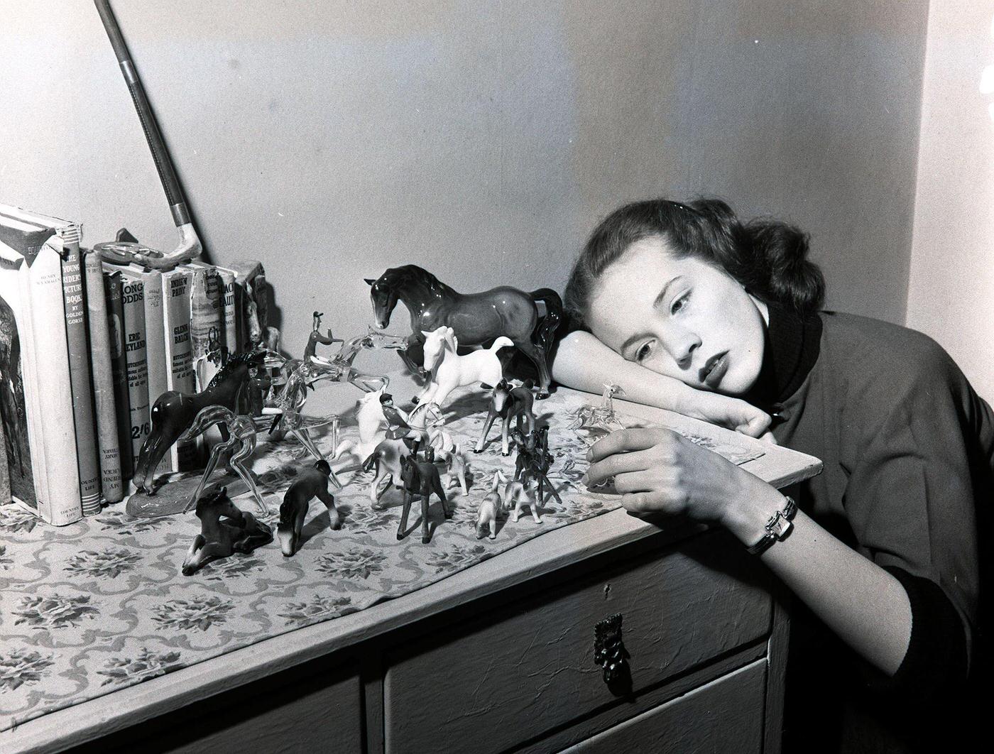 Julie Andrews With Model Horses, 1953.