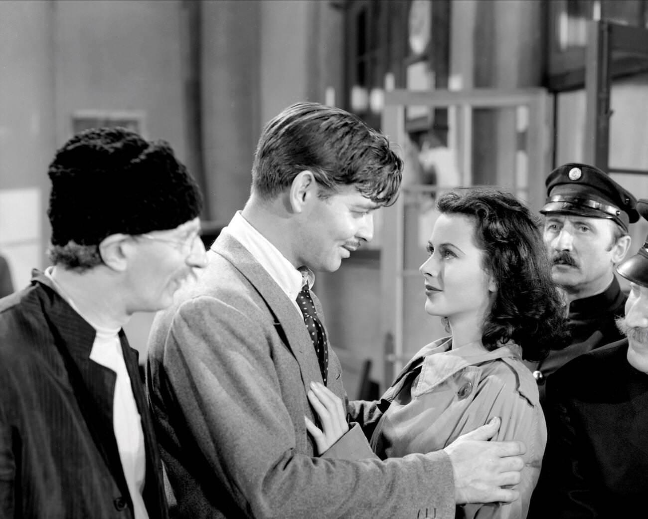 Clark Gable And Hedy Lamarr In Comrade X, 1940.