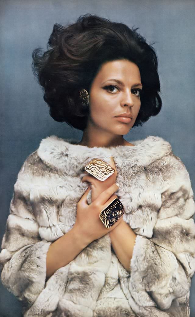 Princess Ira Von Fürstenberg In A Golden Empress Chinchilla Jacket, 1968.