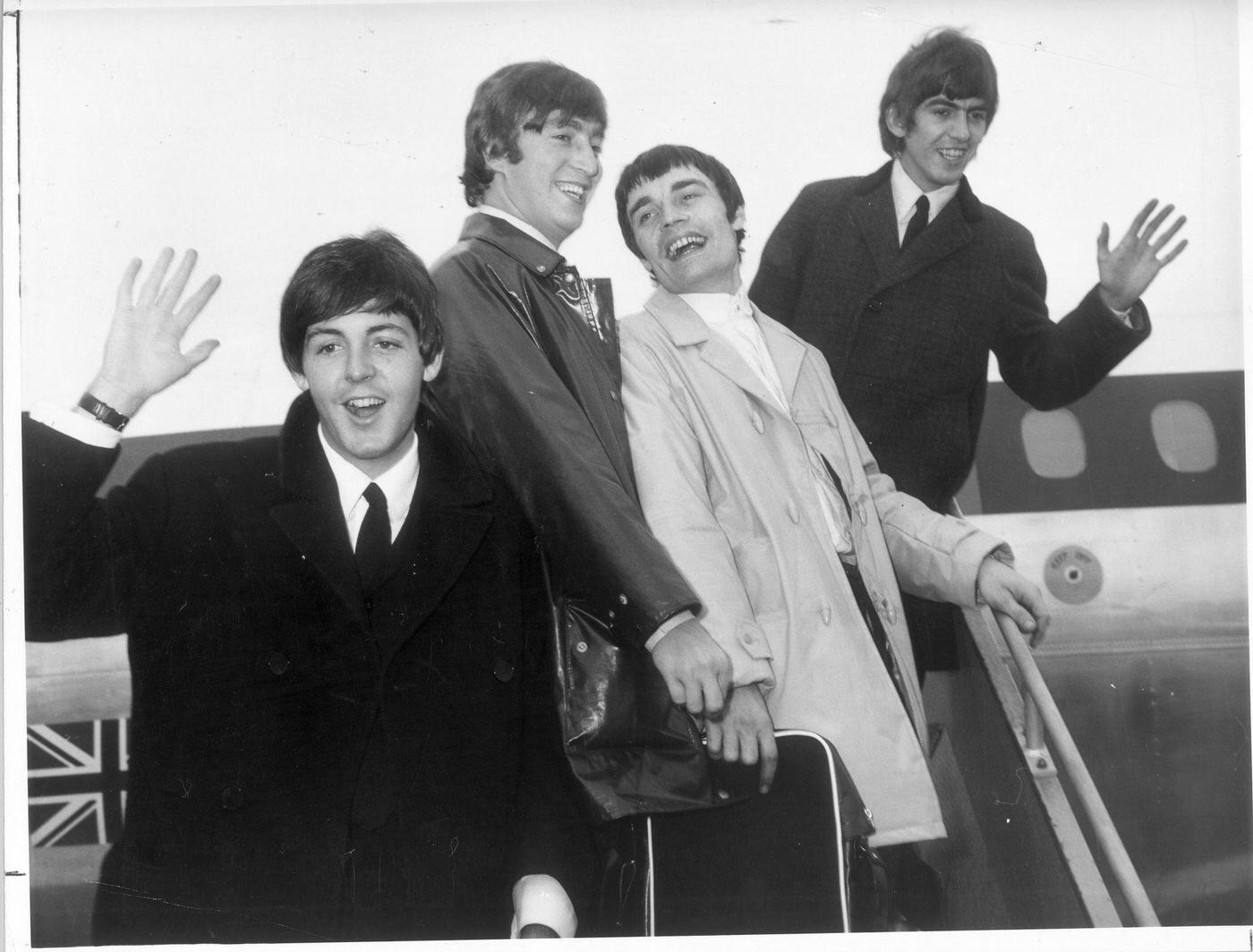 The Beatles At London Airport Starting European Tour, Featuring Jimmy Nicol, 1964.