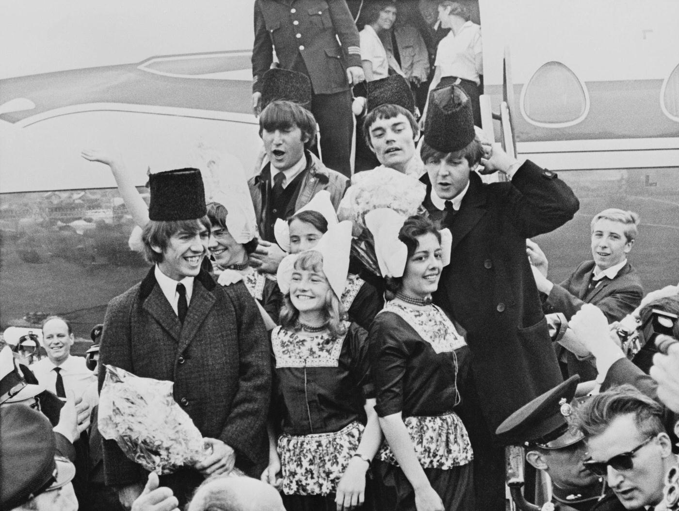 The Beatles Receiving Dutch Welcome At Schiphol Airport, Amsterdam, 1964.