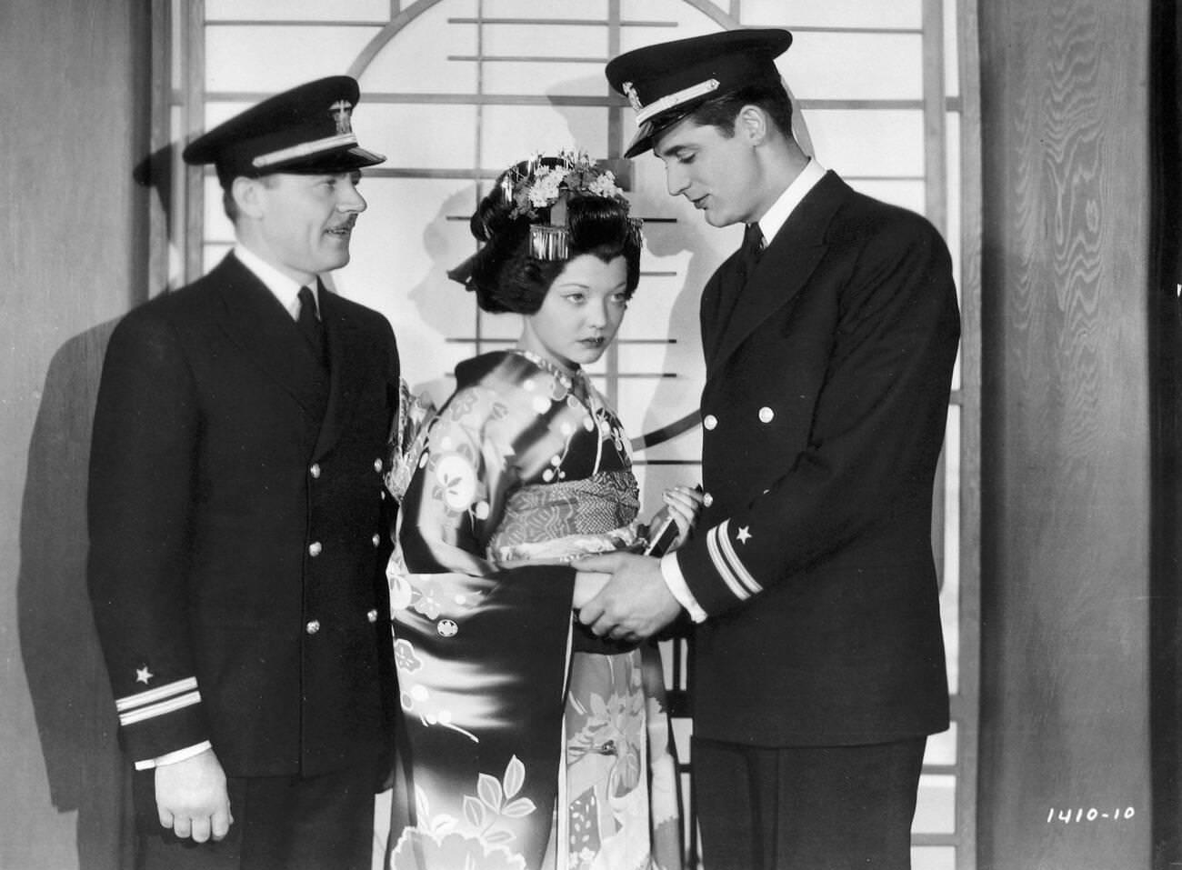 Cary Grant And Sylvia Sidney In A Scene From 'Madame Butterfly,' 1932.