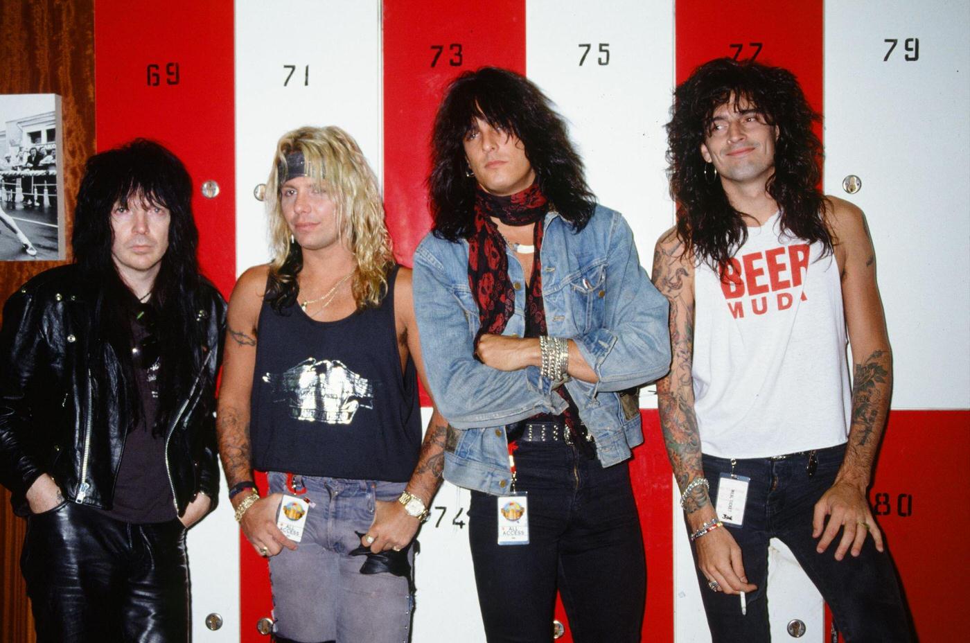 Motley Crue In A Backstage Photo Shoot At The Moscow Music Peace Festival 1989, Featuring Mick Mars, Vince Neil, Nikki Sixx, And Tommy Lee, 1989.