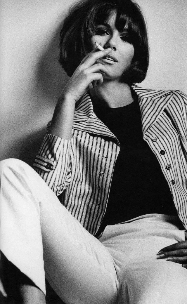 Nicole De La Marge In Cotton Jacket And Narrow Pants, 1965
