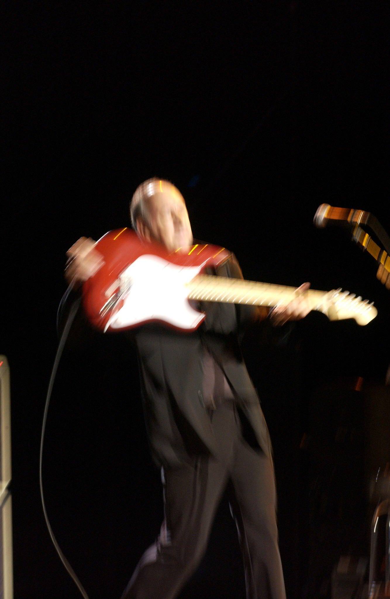 Pete Townshend Of The Who Plays His Red Fender Stratocaster In New York City, 2002.