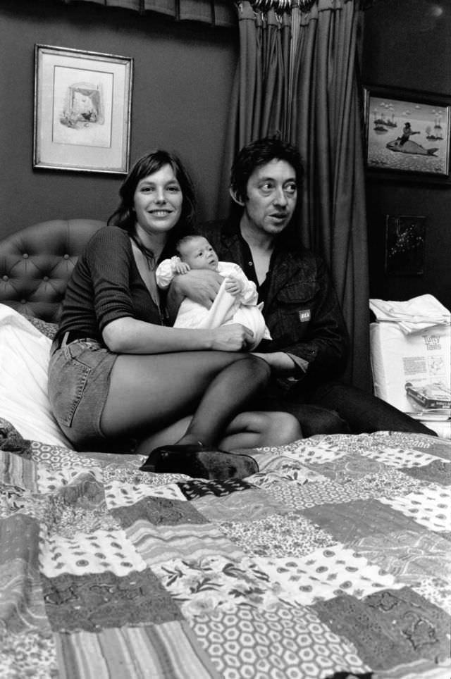 Serge Gainsbourg And Jane Birkin With Their Daughter Charlotte Gainsbourg In London, 1971