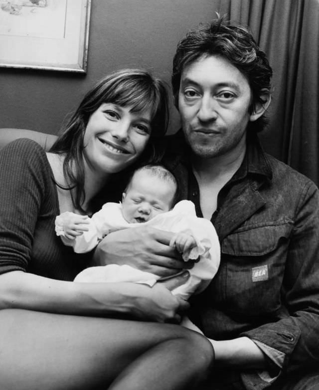 Serge Gainsbourg And Jane Birkin With Their Daughter Charlotte Gainsbourg In London, 1971