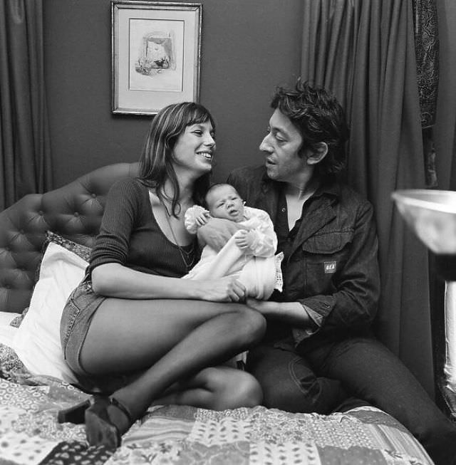 Serge Gainsbourg And Jane Birkin With Their Daughter Charlotte Gainsbourg In London, 1971
