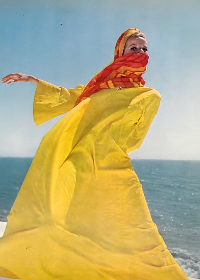Veruschka In Sun-Colored Caftan By Ken Scott, 1965