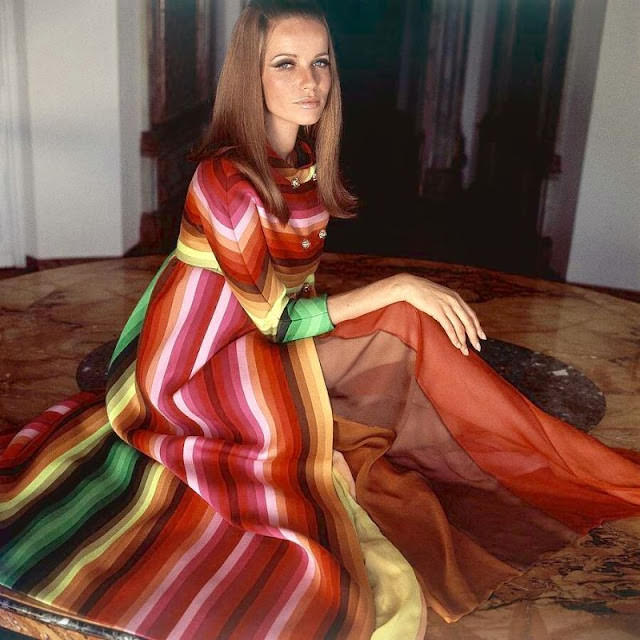 Veruschka In Striped Outfit By Valentino, 1966