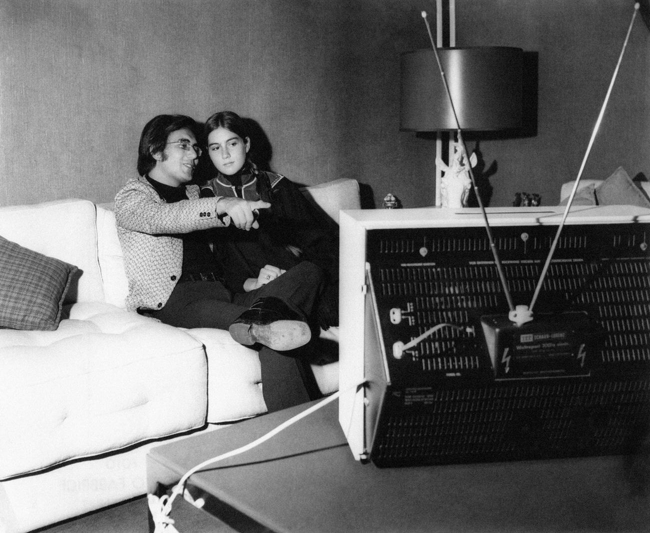 Al Bano And Romina Power Watching Television In Milan, 1970S.