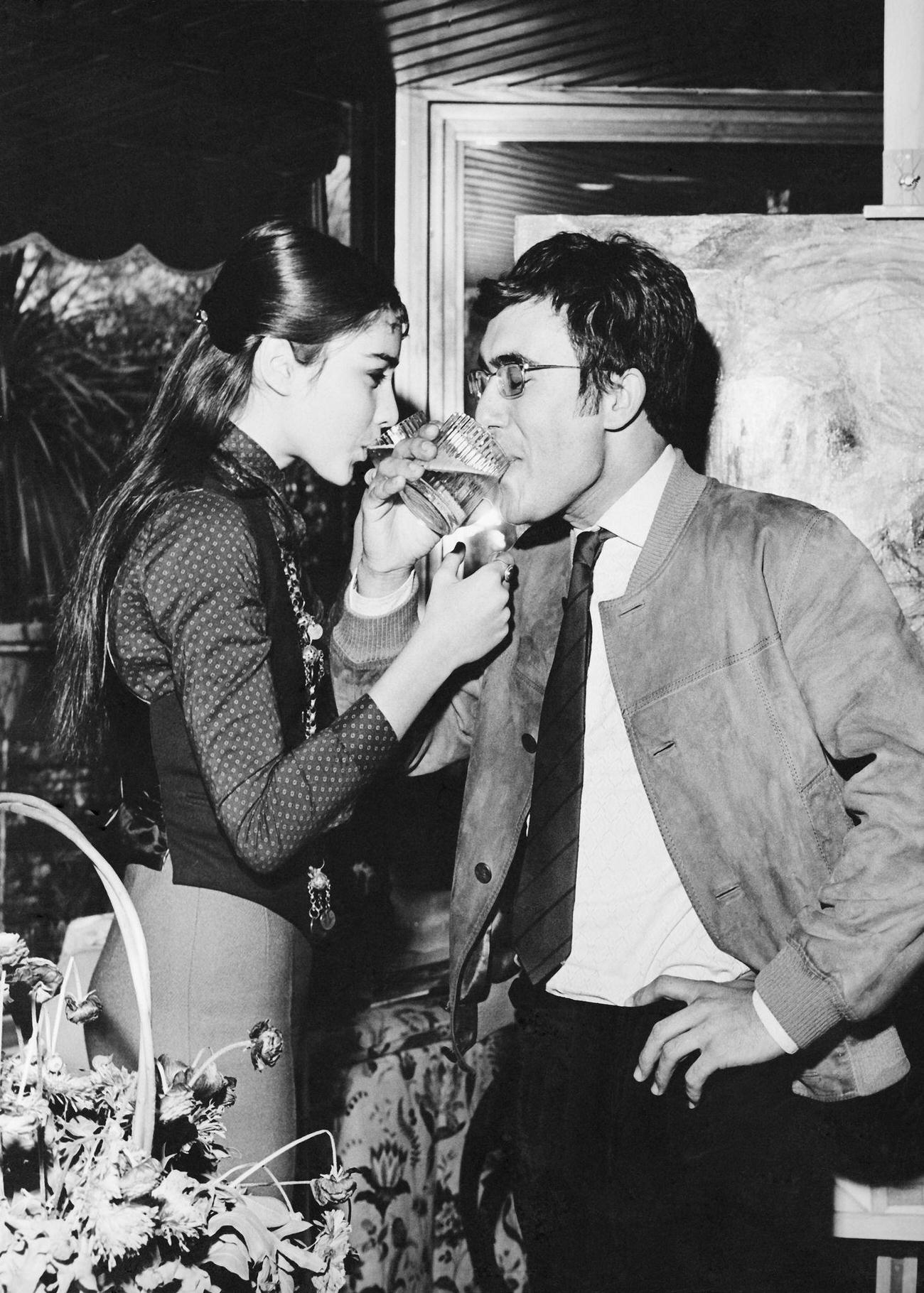 Al Bano And Romina Power Sharing A Toast In 1968.