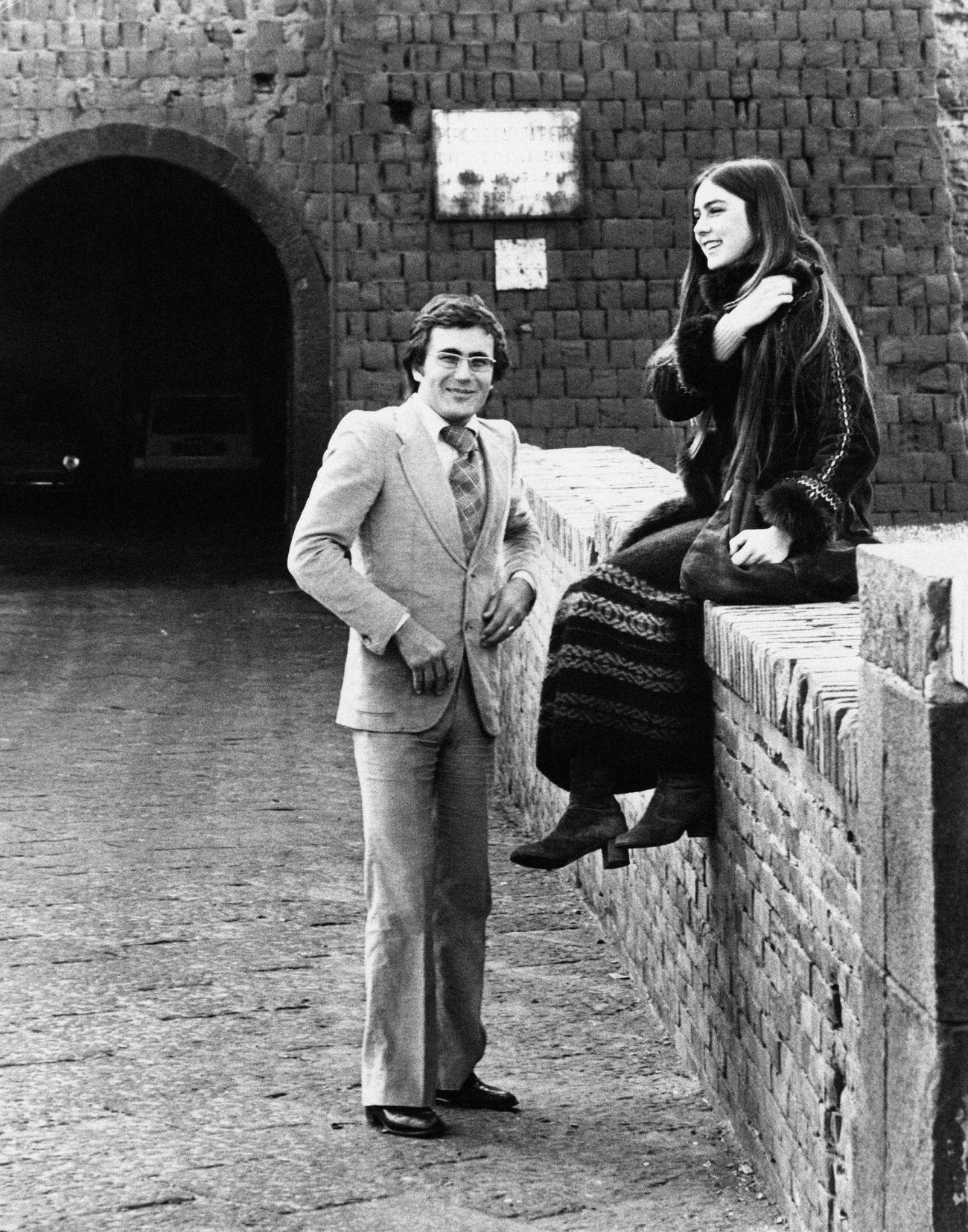 Al Bano And Romina Power In Front Of Castel Dell'Ovo In Naples, 1974.