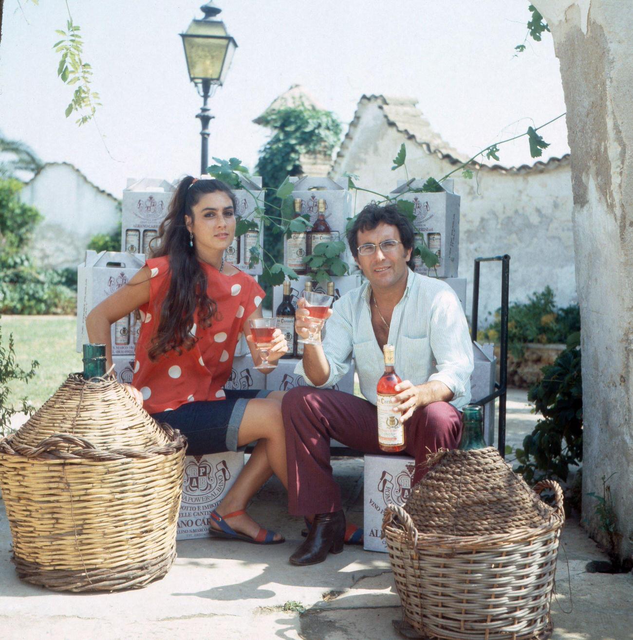 Romina Power And Al Bano Presenting Their Wine, Mid-1980S, Italy.