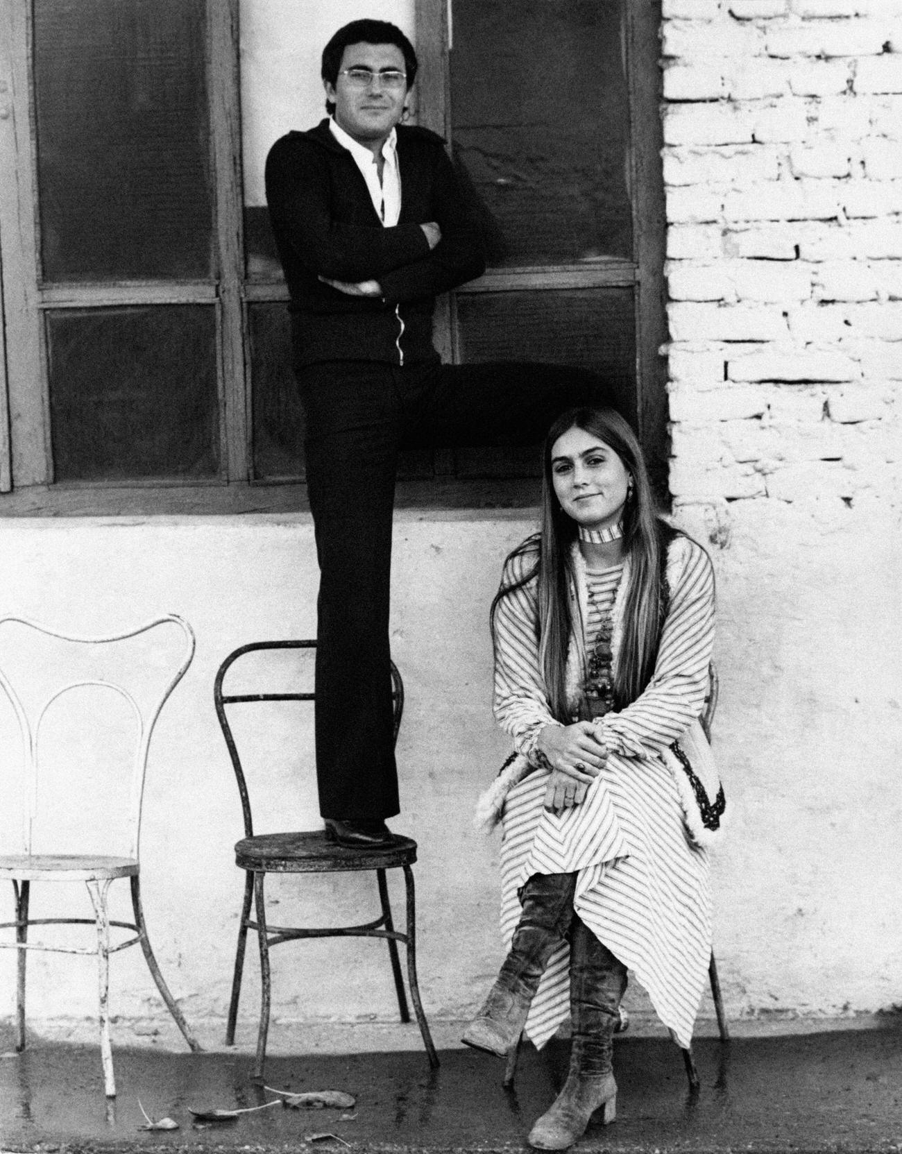 Al Bano Standing On A Chair With Romina Power In Milan, 1970S.