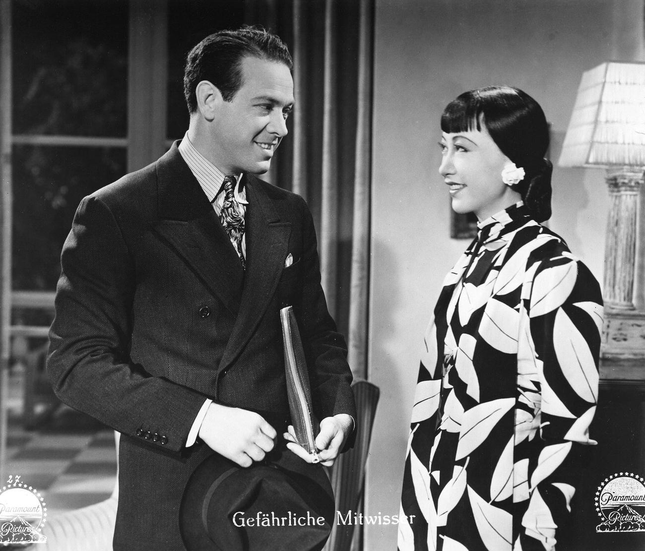 Anna May Wong In 'Dangerous To Know' With Harvey Stephens, Directed By Robert Florey, 1938.