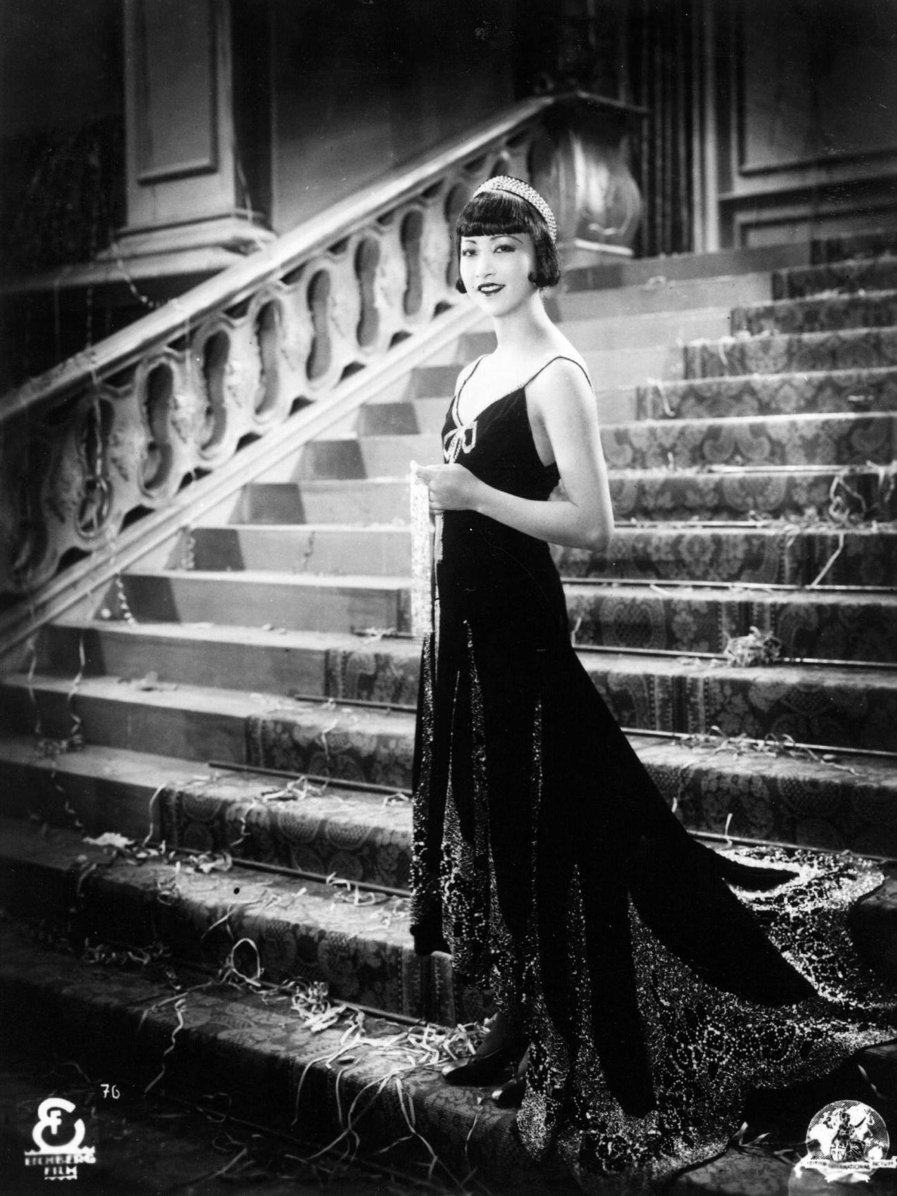 Anna May Wong On A Grand Staircase In An Unknown Film, Circa 1935.