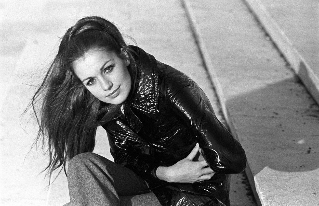 Catherine Spaak In A Raincoat, Rome, 1969.