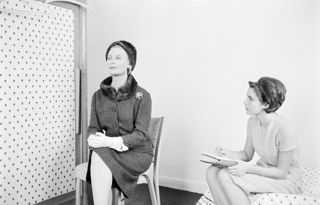 Catherine Spaak And Michèle Morgan, Paris, March 1961.