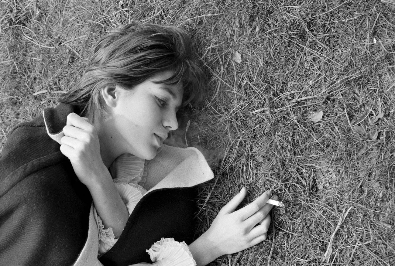 Catherine Spaak Smoking Outside, Paris, March 1961.