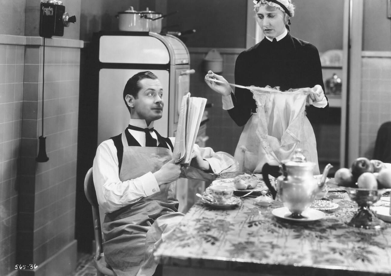 Charlotte Greenwood With Robert Montgomery In 'The Man In Possession', 1931.