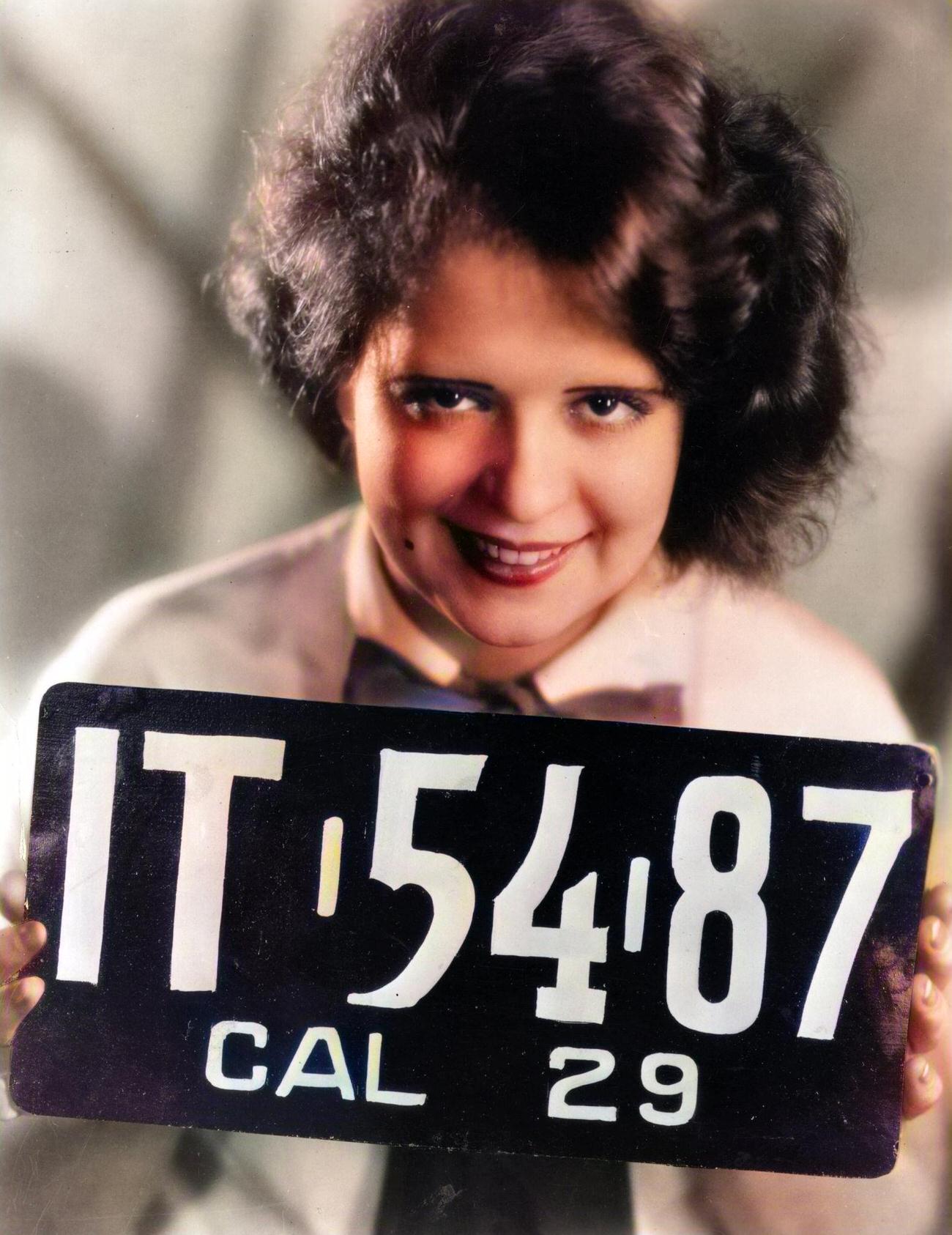 Clara Bow With A Personalized Californian Number Plate, Circa 1926.