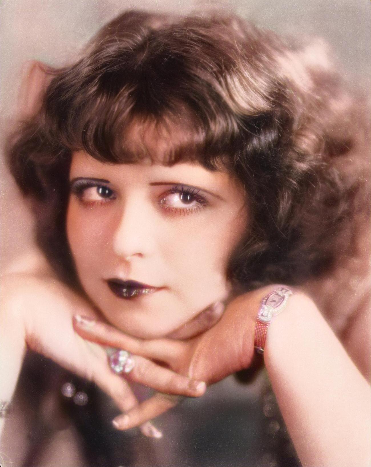 Clara Bow Resting Her Chin On Her Hands, Circa 1928.