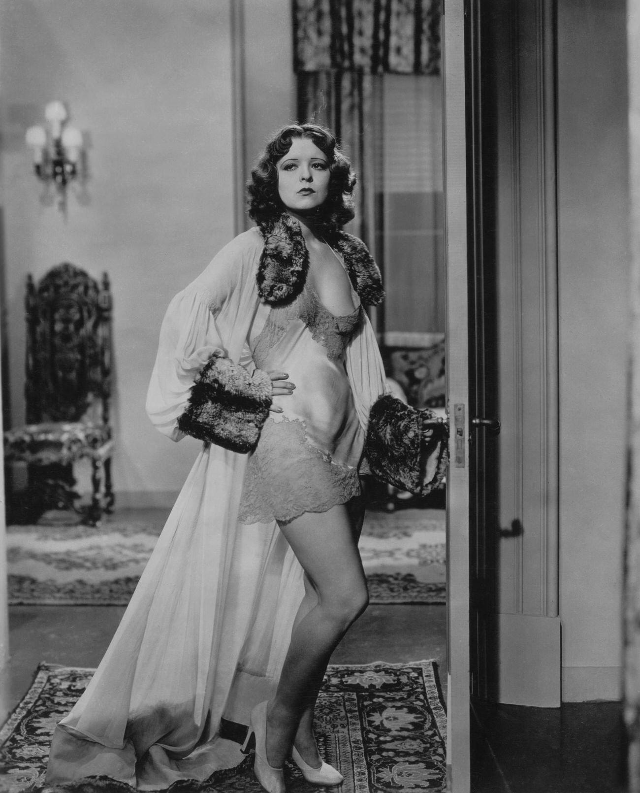 Clara Bow In A Fur-Trimmed Robe, Circa 1925.