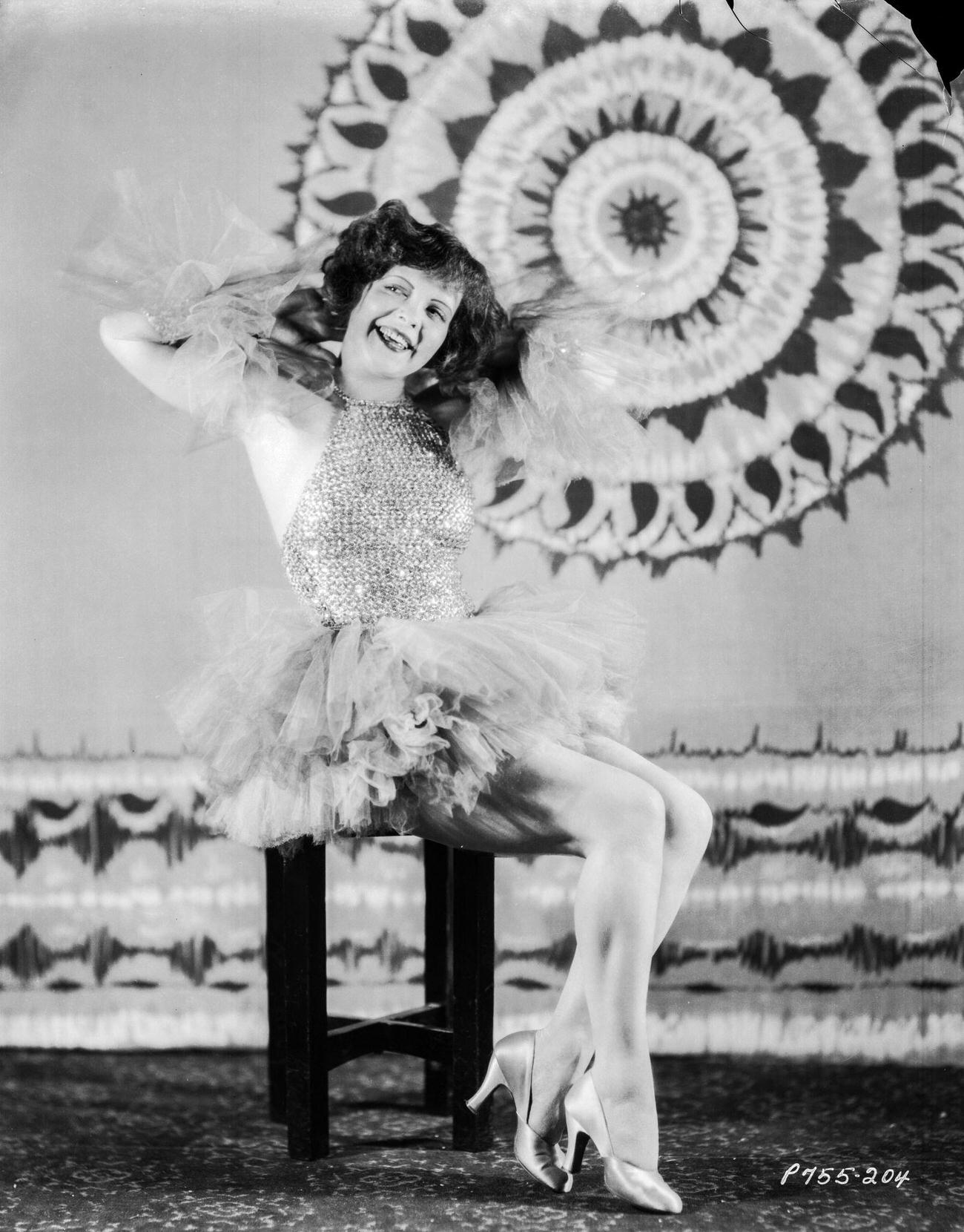 Clara Bow In A Chiffon, Ruffled Dress, 1926.