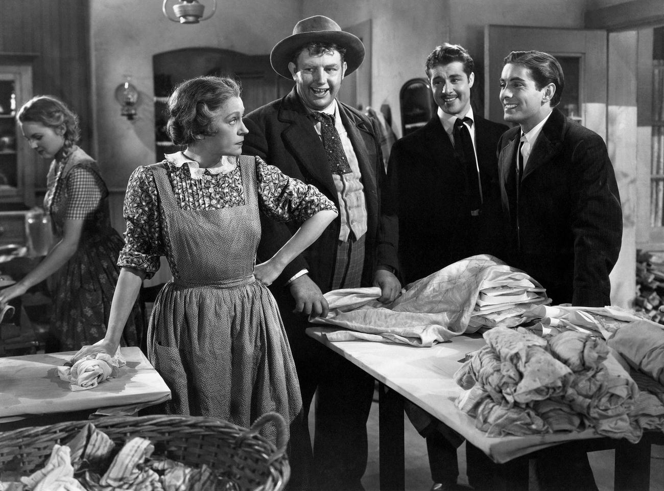 Don Ameche, Alice Brady, Andy Devine, And Tyrone Power In The 1937 Film &Amp;Quot;In Old Chicago.&Amp;Quot;