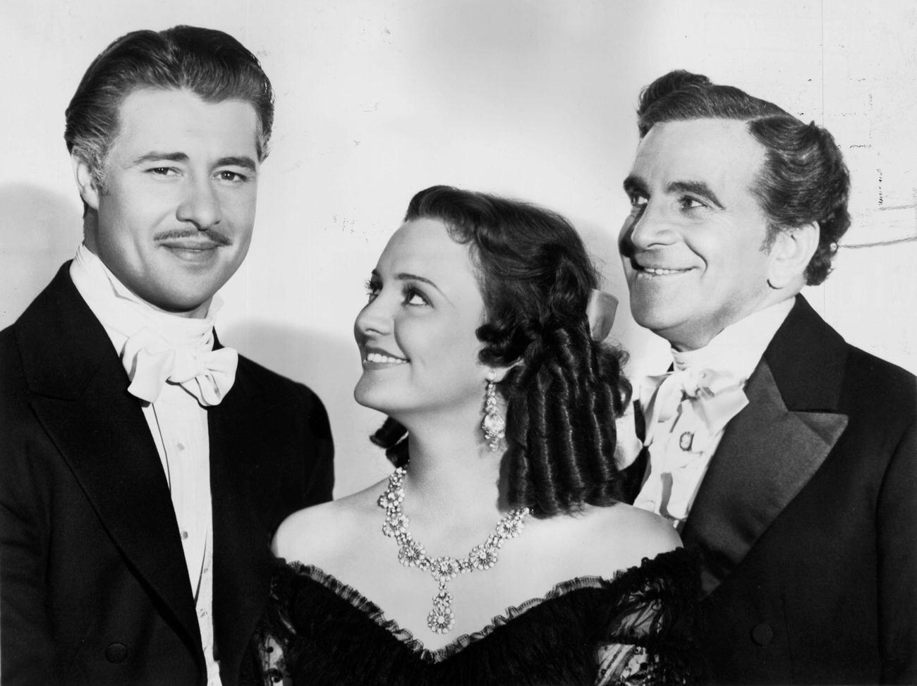 Don Ameche And Andrea Leeds With Al Jolson In &Amp;Quot;Swanee River,&Amp;Quot; 1939.