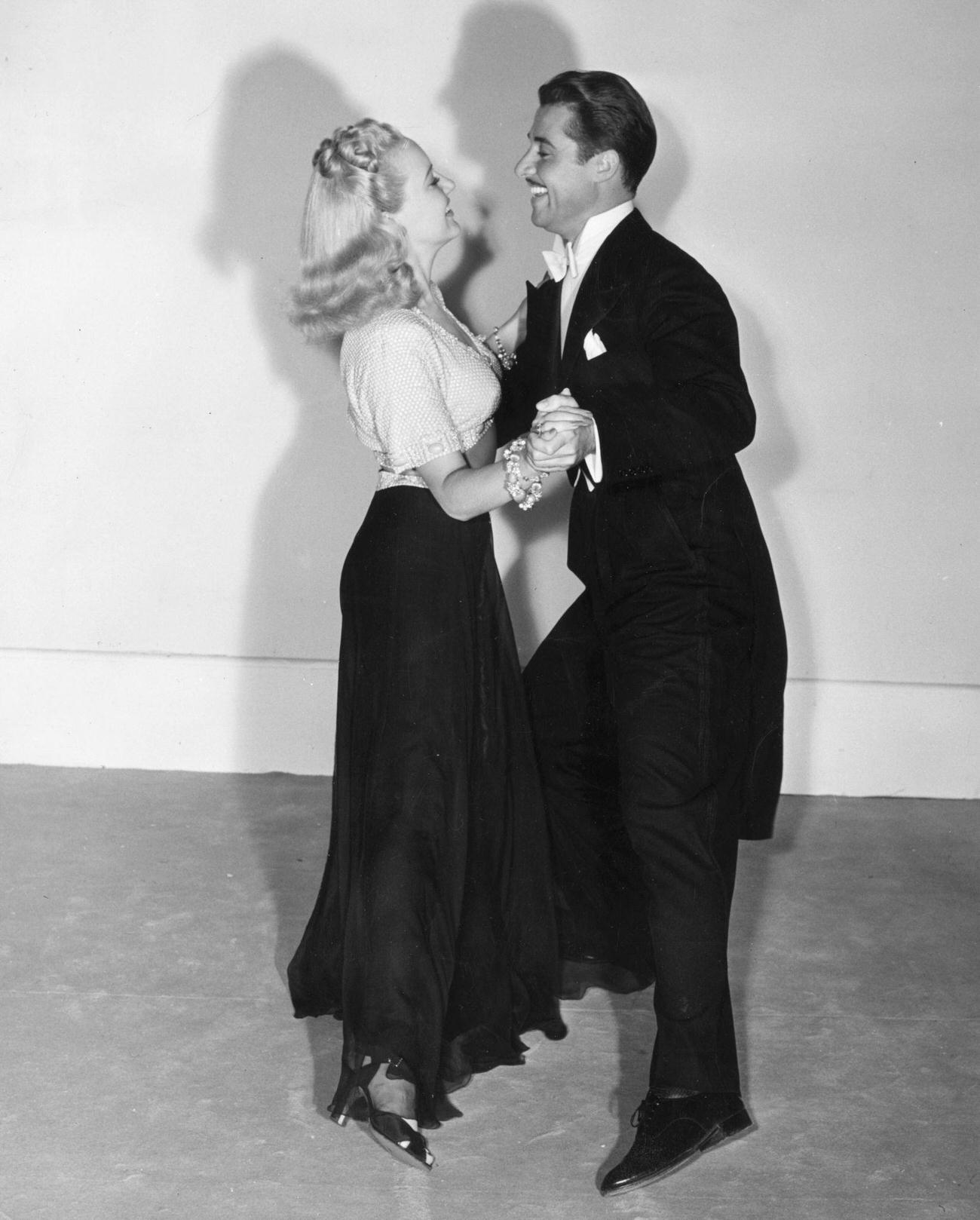Don Ameche And Betty Grable In &Amp;Quot;Down Argentine Way,&Amp;Quot; Performing The Rumconga, 1940.